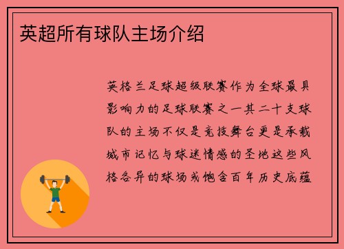 英超所有球队主场介绍
