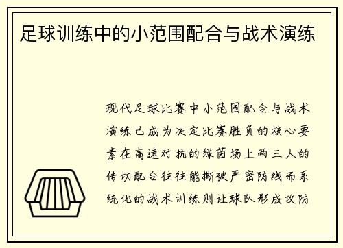 足球训练中的小范围配合与战术演练